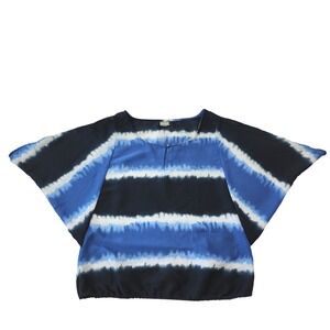 Converse One Star Women's Large Blue Tie Dye Stripe Dolman Sleeve Blouse
